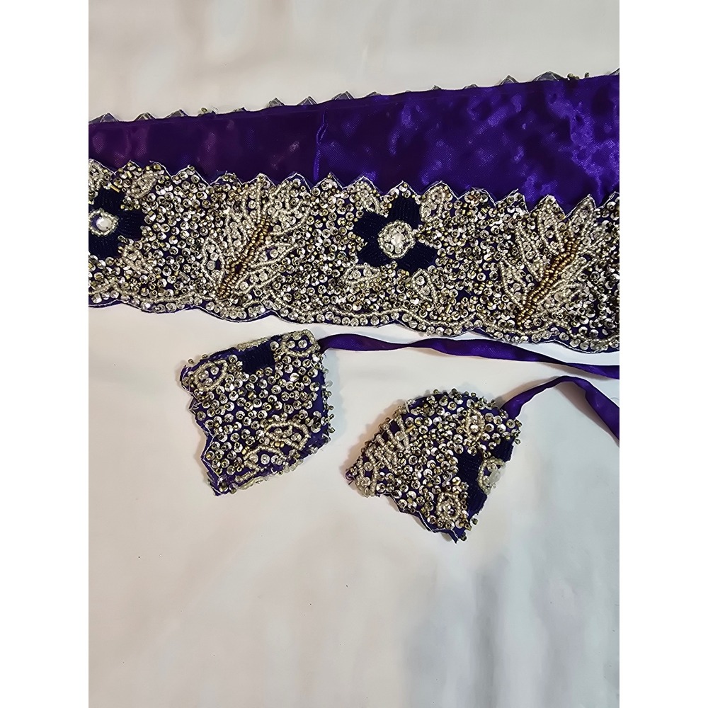 Baba Clothing LA Embellished Beaded Sash Belt Purple India Handmade‎